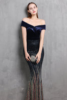 Load image into Gallery viewer, Gold Mermaid Sequin Long Prom Dress