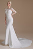 Load image into Gallery viewer, White Mermaid Long Sleeves Sweep Train Wedding Dress with Lace