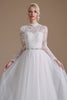 Load image into Gallery viewer, White A-Line High Neck Long Sleeves Wedding Dress with Lace