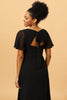 Load image into Gallery viewer, Black Batwing Sleeves Long Chiffon Bridesmaid Dress