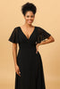 Load image into Gallery viewer, Black Batwing Sleeves Long Chiffon Bridesmaid Dress