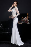 Load image into Gallery viewer, White Applique Mermaid Prom Dress