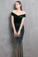 Load image into Gallery viewer, Gold Mermaid Sequin Long Prom Dress