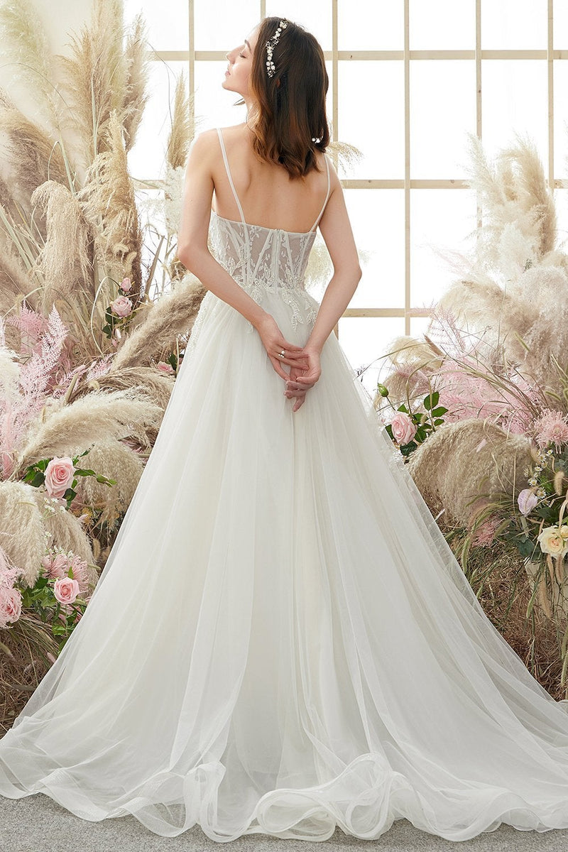 Load image into Gallery viewer, Ivory Spaghetti Straps Wedding Dress