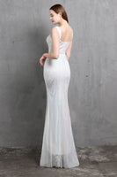 Load image into Gallery viewer, Gold Mermaid Sequin V Neck Prom Dress