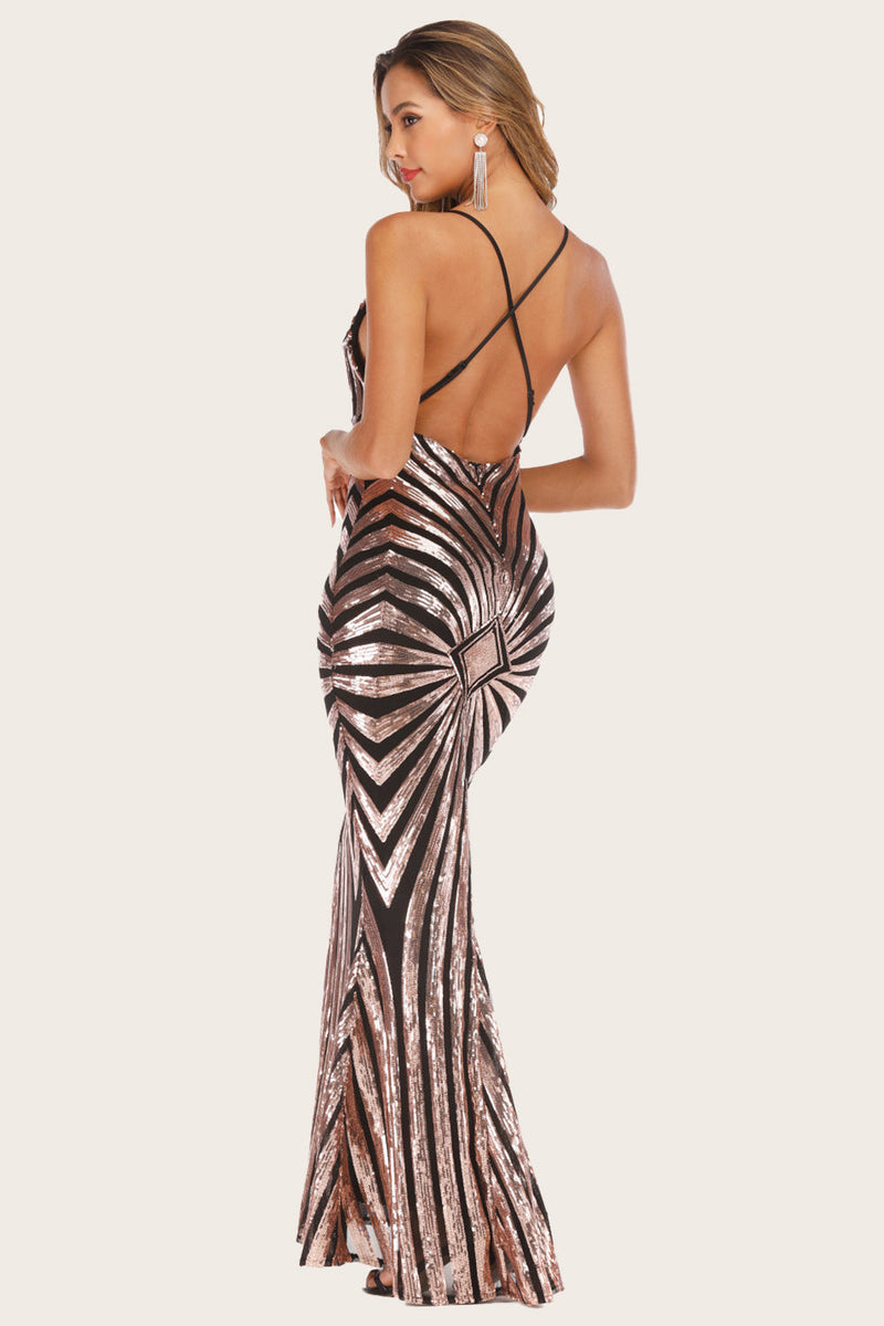 Load image into Gallery viewer, Black Mermaid Sequin Long Prom Dress