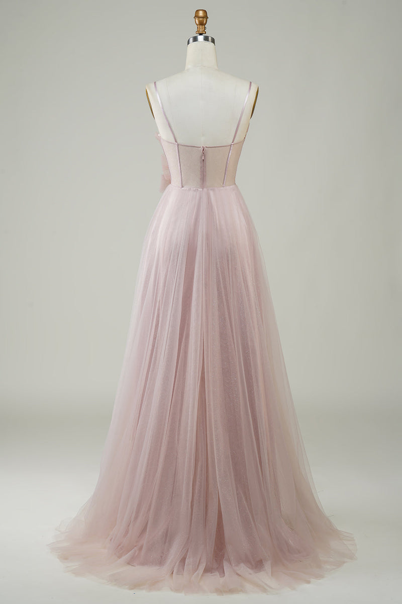 Load image into Gallery viewer, Blush A-Line Corset Long Tulle Prom Dress with Appliques