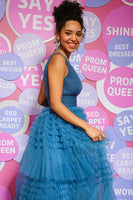 Load image into Gallery viewer, Peacock Blue A Line V Neck Tulle Long Prom Dress