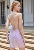 Load image into Gallery viewer, Purple Sparkly Corset Short Prom Dress with Appliques
