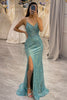 Load image into Gallery viewer, Green Mermaid Long Prom Dress With Slit