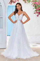 Load image into Gallery viewer, Ivory Criss-Cross Straps Back A-Line Tulle Wedding Dress