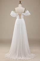 Load image into Gallery viewer, Ivory Boho Chiffon Ruched Wedding Dress
