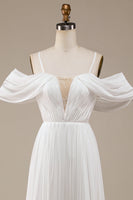 Load image into Gallery viewer, Ivory Boho Chiffon Ruched Wedding Dress