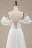 Load image into Gallery viewer, Ivory Boho Chiffon Ruched Wedding Dress