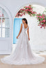 Load image into Gallery viewer, Apricot Tulle Sweep Train A Line Wedding Dress with Lace