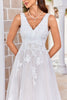 Load image into Gallery viewer, Apricot Tulle Sweep Train A Line Wedding Dress with Lace