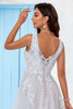Load image into Gallery viewer, Apricot Tulle Sweep Train A Line Wedding Dress with Lace