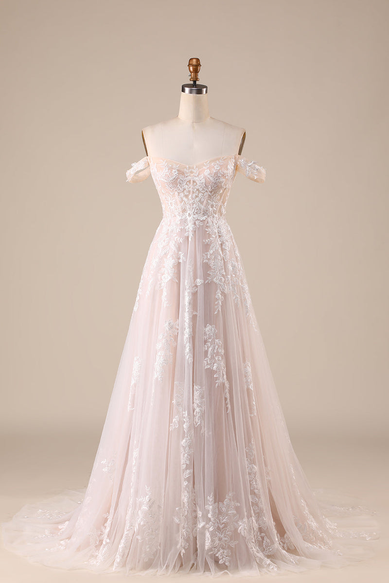 Load image into Gallery viewer, Ivory Detachable Off the Shoulder Corset Tulle Wedding Dress