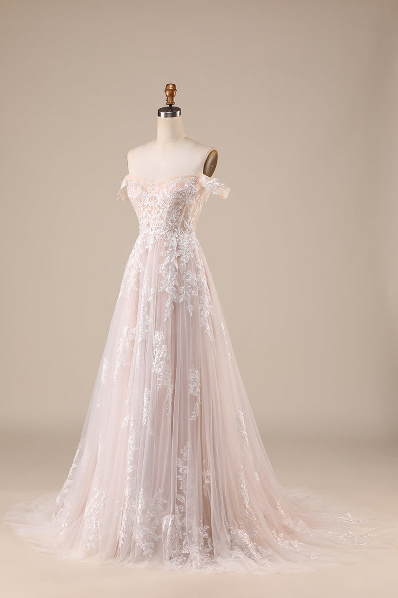 Load image into Gallery viewer, Ivory Detachable Off the Shoulder Corset Tulle Wedding Dress