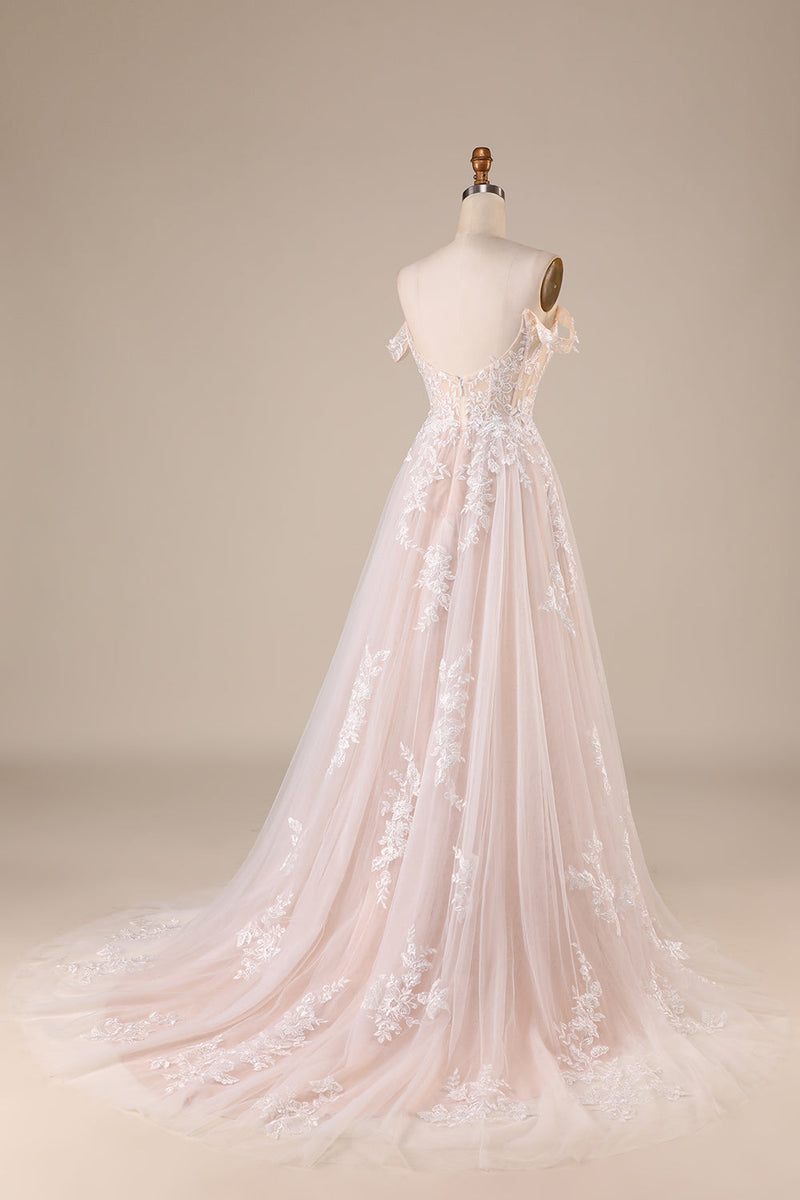 Load image into Gallery viewer, Ivory Detachable Off the Shoulder Corset Tulle Wedding Dress