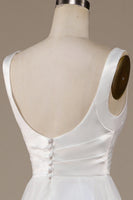 Load image into Gallery viewer, Simple Ivory Organza Scoop Neck Sweep Train Wedding Dress
